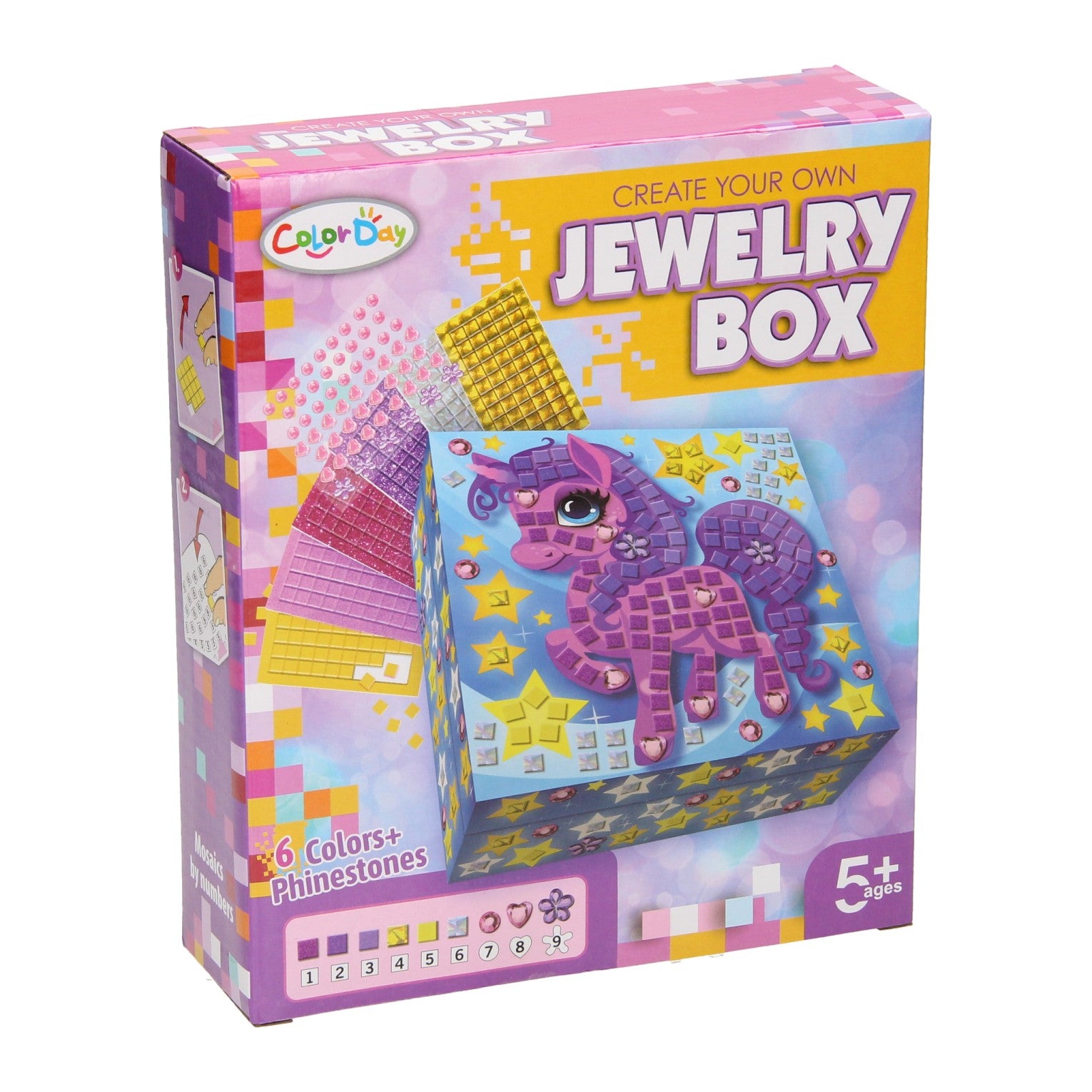 Boîte à bijoux en mosaïque décorée de licorne