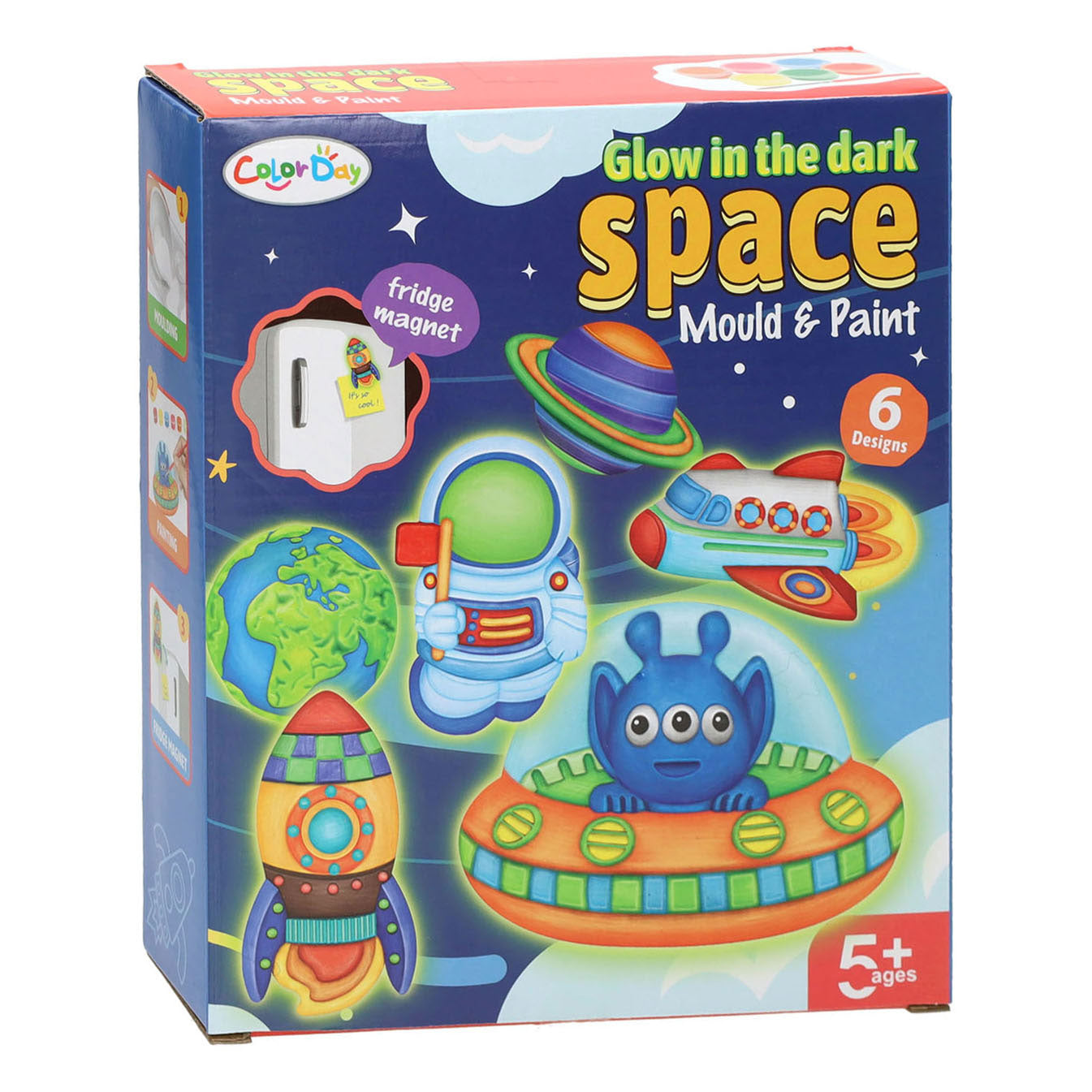 Peinture coulée qui brille dans l'espace sombre