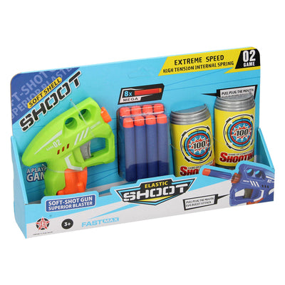 Pistolet avec fléchettes en mousse et cibles de canette