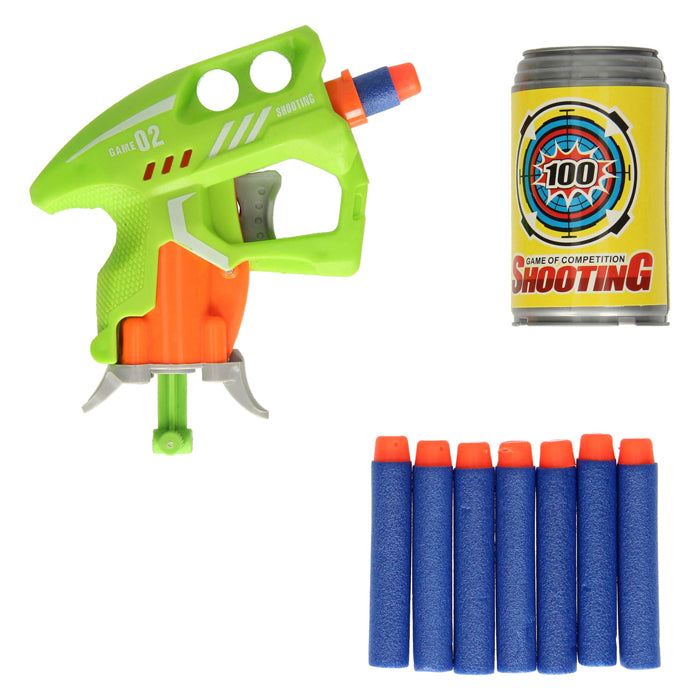 Pistolet avec fléchettes en mousse et cibles de canette