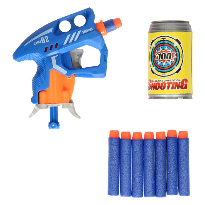 Pistolet avec fléchettes en mousse et cibles de canette