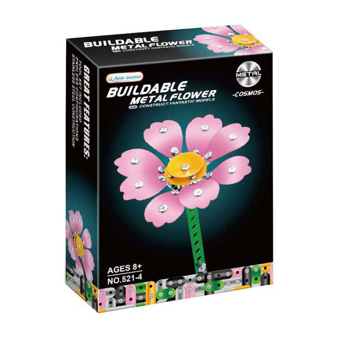 Jeu de construction en métal fleur rose