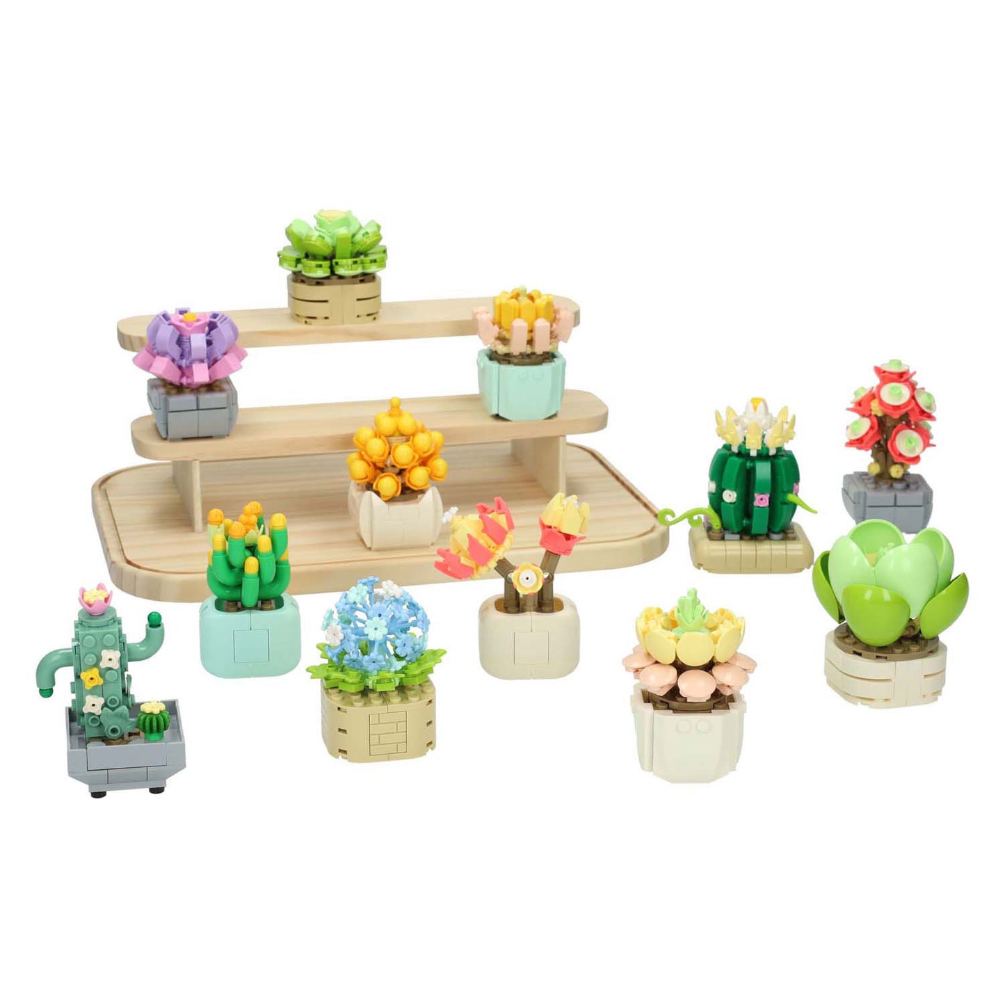 Blocs de construction mis en vitrine de fleuriste