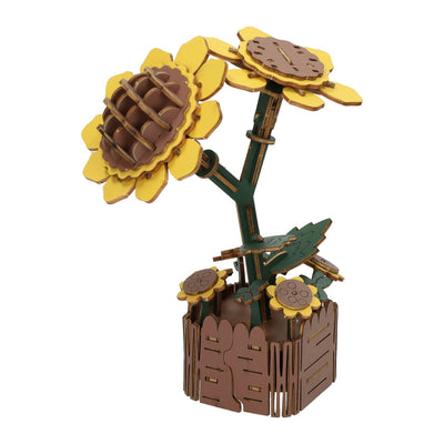 Kit de construction 3D en bois Tournesols - 121 pièces.