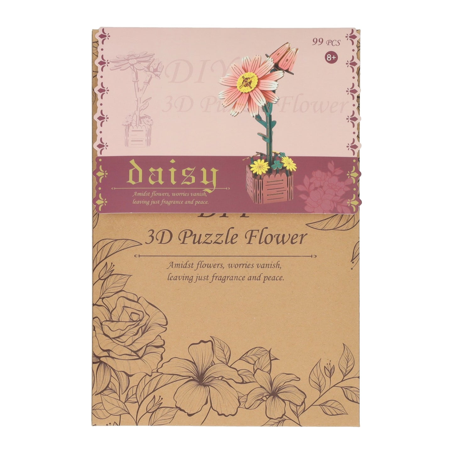 Kit de construction 3D en bois fleur de marguerite - 99 pièces.