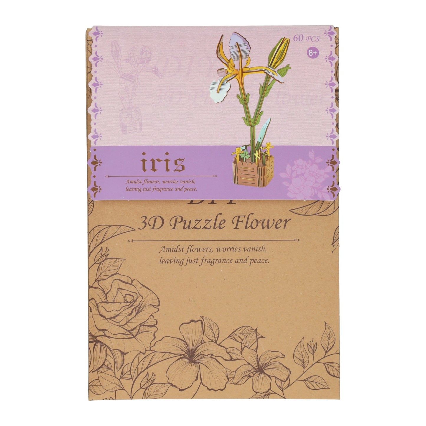 Kit de construction 3D en bois iris - 60 pièces.