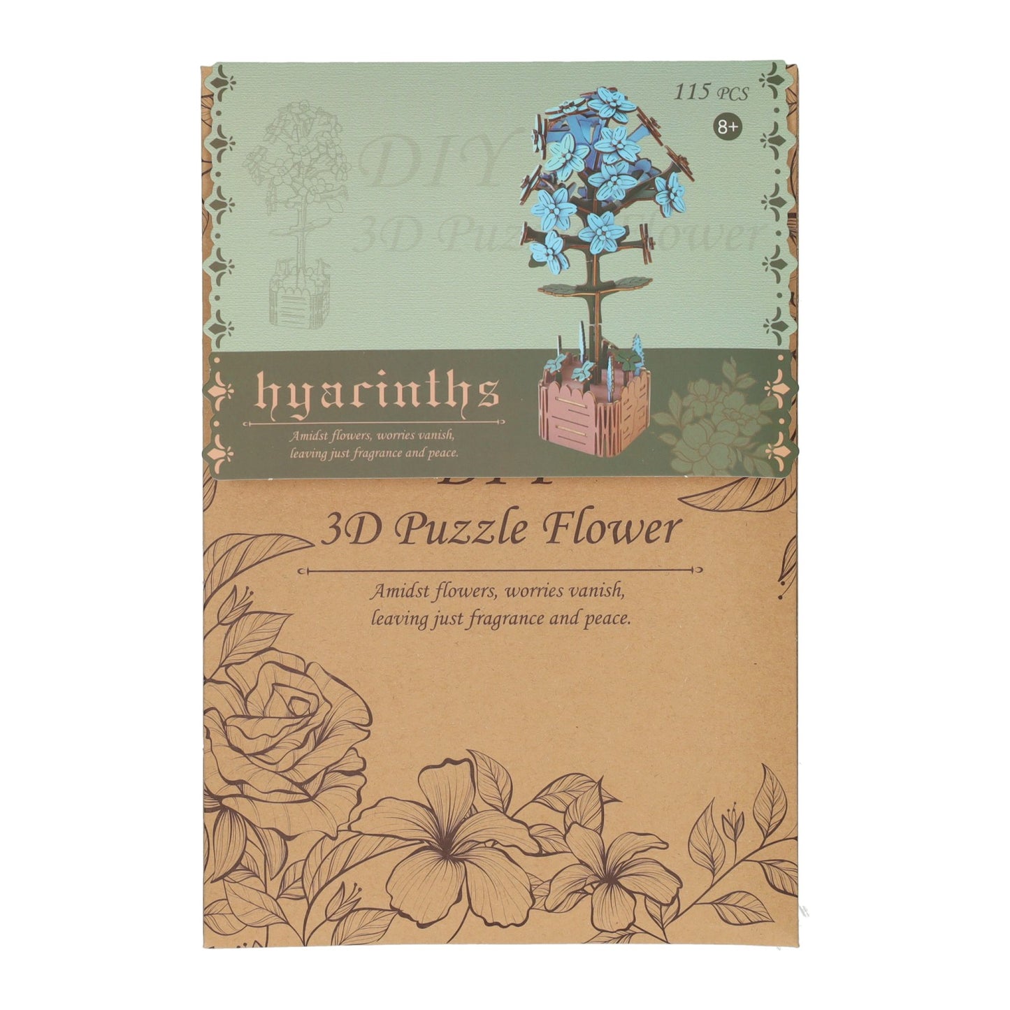 Kit de construction 3D en bois Jacinthe - 115 pièces.