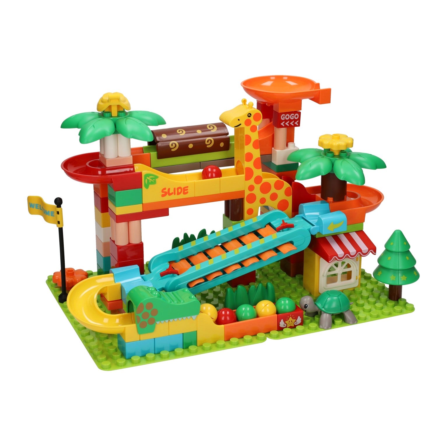 Blocs de construction piste de balle musicale jungle - 109 pcs.