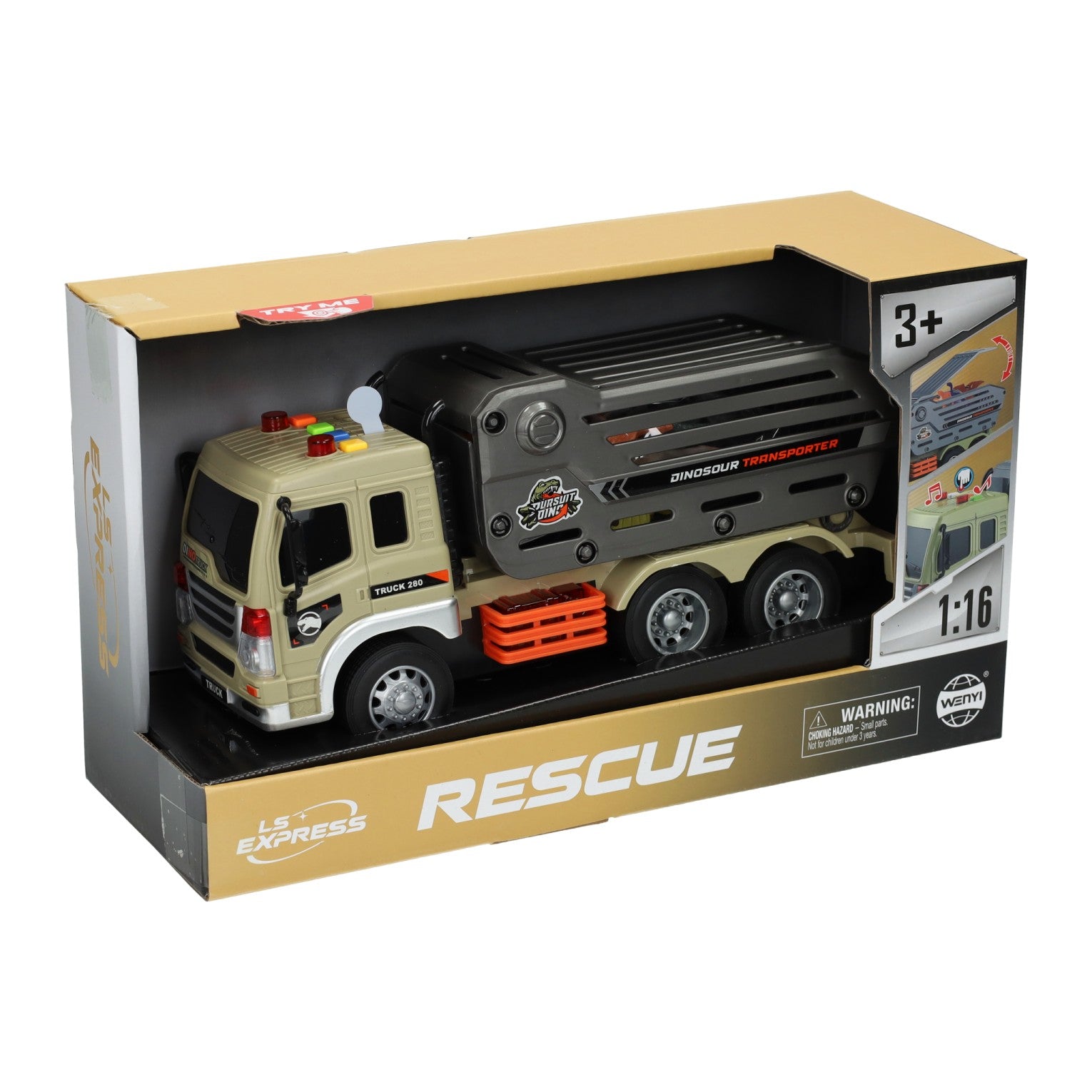 Camion de sauvetage avec des dinosaures