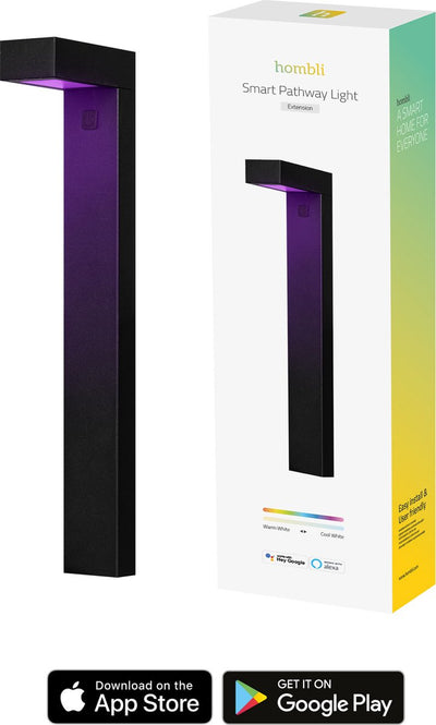 Extension de lampe sur pied intelligente Hombli - éclairage extérieur - lumière blanche et colorée - éclairage de jardin - fonction minuterie - 1 pièce - noir