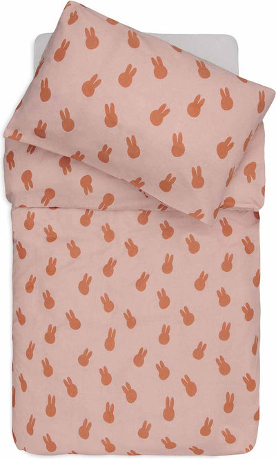 Jollein x Miffy - housse de couette avec taie d'oreiller 100x140cm - couette lit, housse de couette bébé - miffy shadow wild rose
