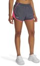 Under armour ua fly by 3'' shorts-gris pantalon de sport pour femme - Castlerock - super rose - réfléchissant