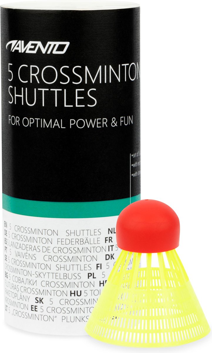 Avento 5 navettes crossminton - jaune fluo rouge