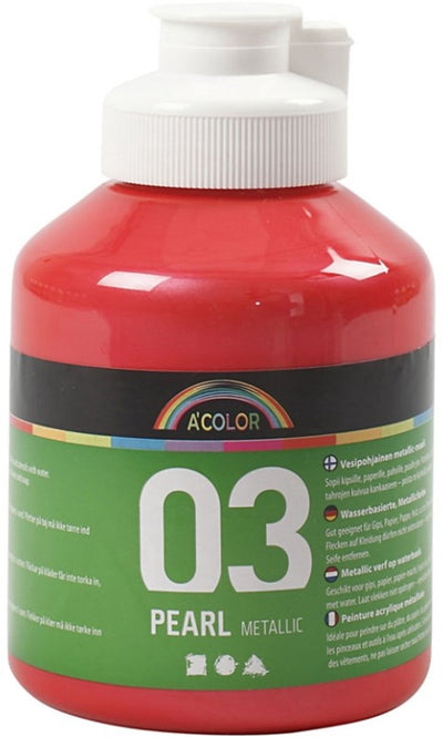 Peinture acrylique a-coulor métallique, métallique, rouge, 500 ml 1 bouteille