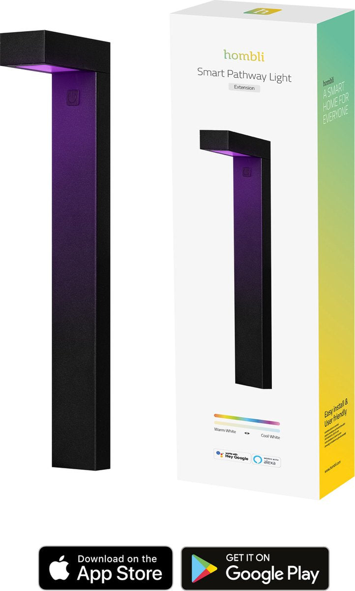 Extension de lampe sur pied intelligente Hombli - éclairage extérieur - lumière blanche et colorée - éclairage de jardin - fonction minuterie - 1 pièce - noir