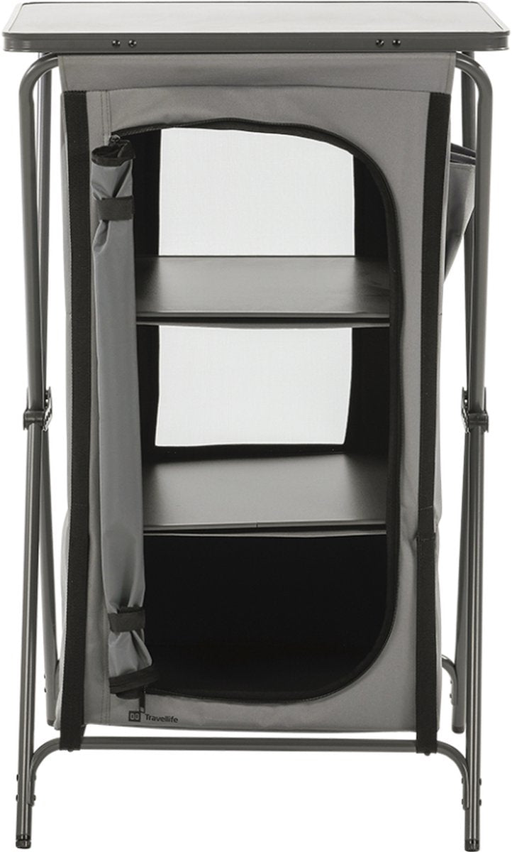 Travellife toledo armoire de rangement pliable basse gris foncé