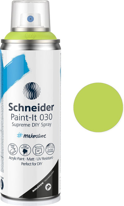 Schneider papeterie Schneider peinture en aérosol - paint-it 030 - peinture en aérosol bricolage - peinture acrylique - 200 ml - pastel vert lime - s-ml03052050