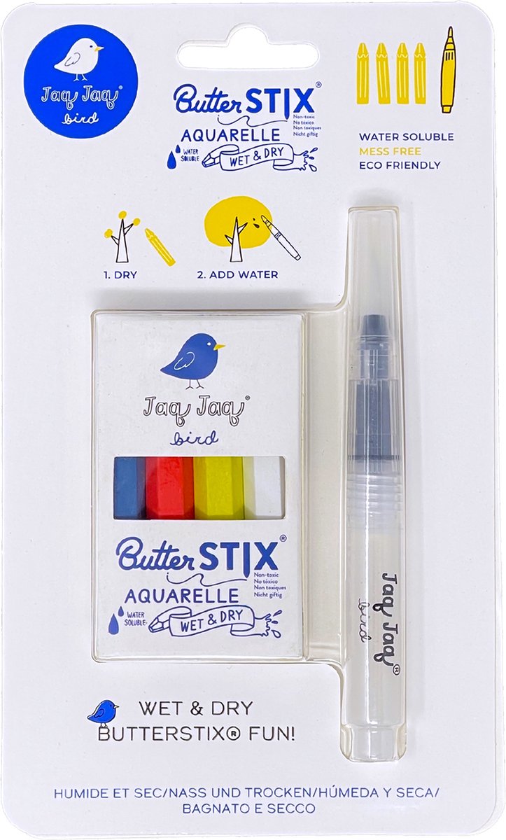 Stylo pinceau aquarelle Jaq jaq bird et crayons butterstix.