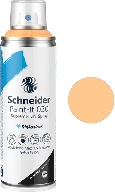 Schneider papeterie Schneider bombe aérosol peinture - paint-it 030 - peinture en aérosol bricolage - peinture acrylique - 200 ml - pastel abricot - s-ml03052100