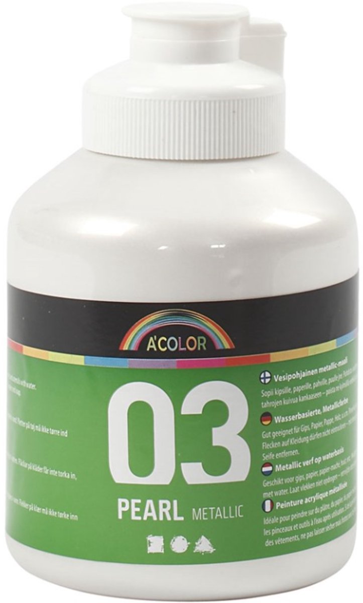 Peinture acrylique A-color métallisée, métallisée, blanche, 500 ml 1 bouteille