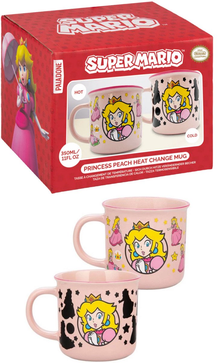 Tasse à changement de chaleur Paladone Super Mario Princess Peach - Tasse Nintendo sous licence officielle, 300 ml -