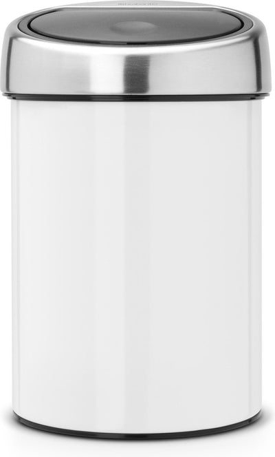 Poubelle Brabantia Touch Bin - 3 litres - salle de bain - couvercle en acier blanc brillant