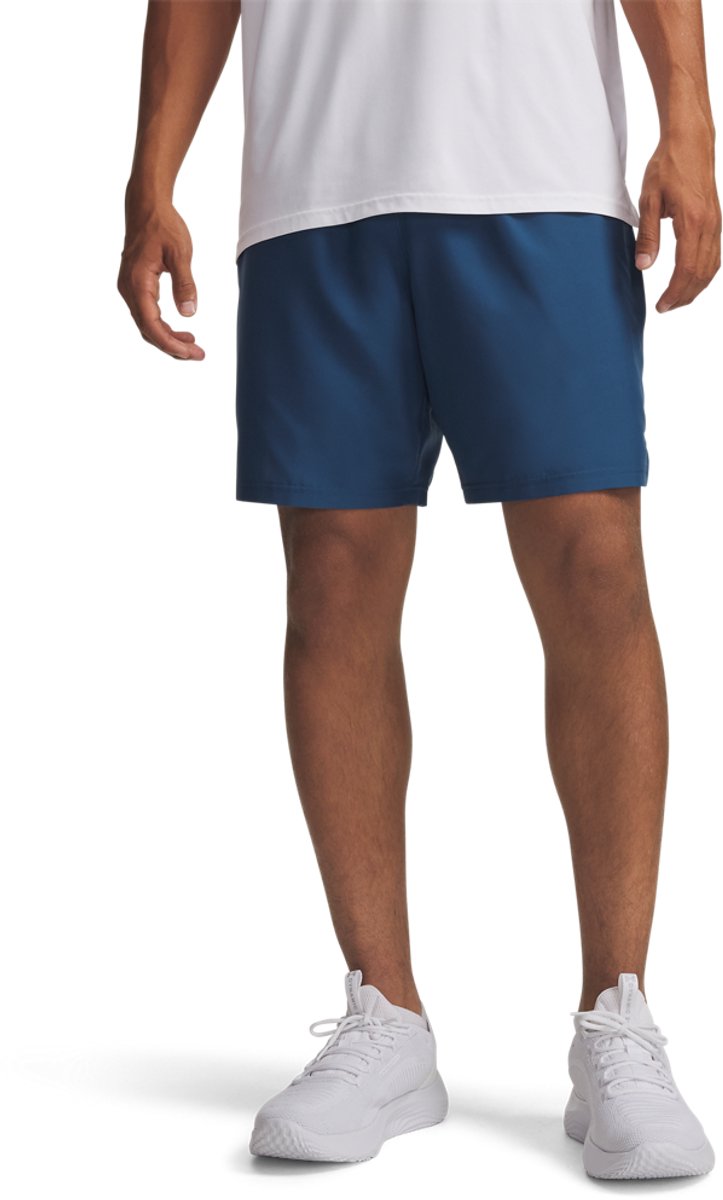 Under Armour ua tech woven wordmark short-blu pantalon de sport pour hommes - wham bleu - blanc