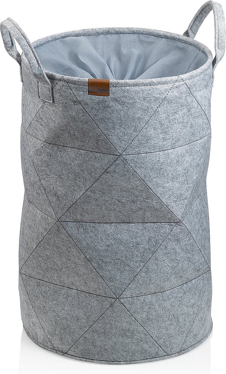 Kela panier à linge avec cordon, 33 x 50 cm, feutre, rond, gris clair - | fay