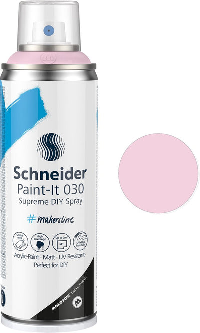 Schneider papeterie Schneider peinture en aérosol - paint-it 030 - peinture en aérosol bricolage - peinture acrylique - 200 ml - rose pastel - s-ml03052121