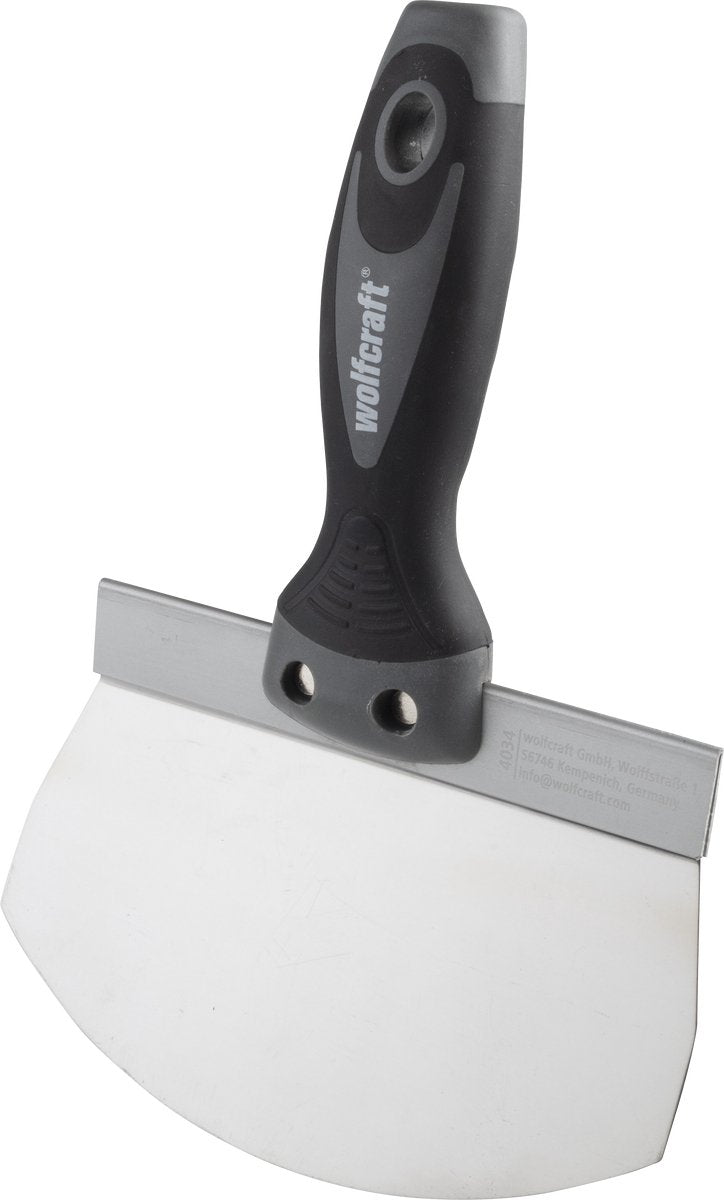 Wolfcraft - truelle ronde - spatule de baignoire en acier inoxydable - seau de spatule de baignoire en stuc de mortier - 4034000