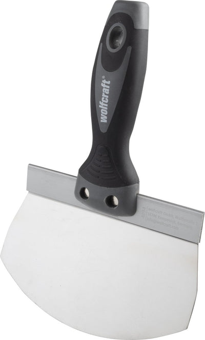 Wolfcraft - truelle ronde - spatule de baignoire en acier inoxydable - seau de spatule de baignoire en stuc de mortier - 4034000