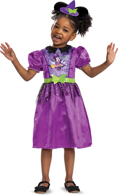 Déguisement Disney Halloween, robe de sorcière effrayante Minnie Classic Bambin, taille m (3t-4t ans)