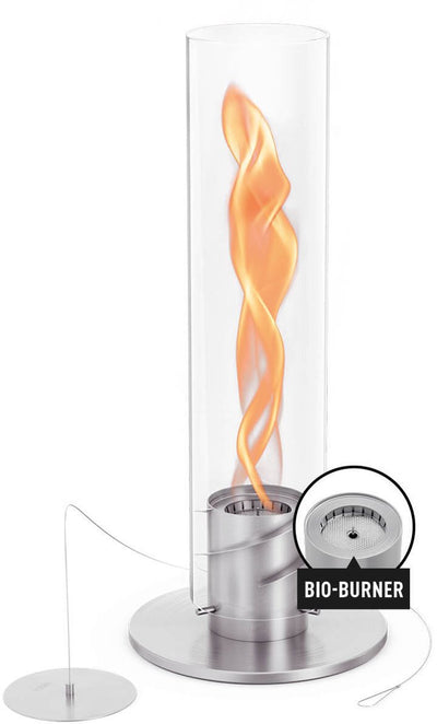 Höfats spin classic table fire 1500 argent cheminée au bioéthanol sur liquide, cheminée de table en acier inoxydable, cheminée de table chauffante pour l'intérieur et l'extérieur