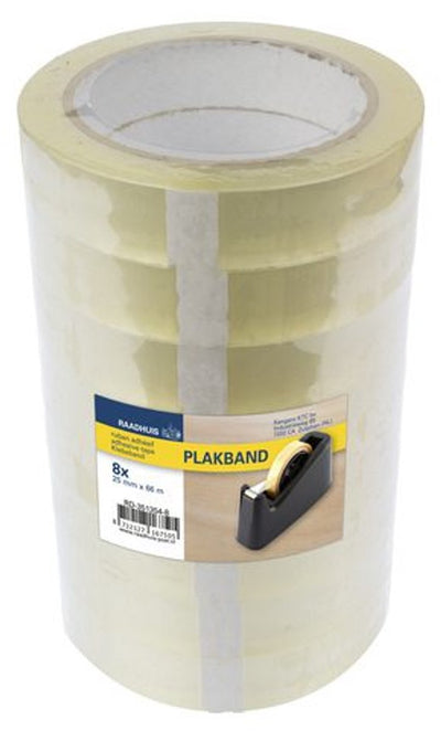 Ruban adhésif pour maison municipale - 25 mm x 66 m - pp transparent - rétractable à 8 rouleaux - rd-351354-8