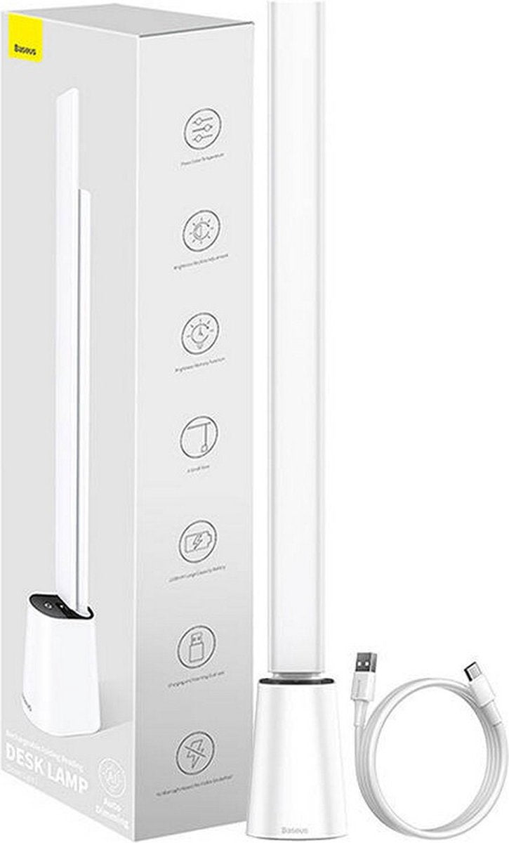 Baseus - lampe de bureau orientable LED - intensité automatique et manuelle - lumière blanche et chaude - blanc