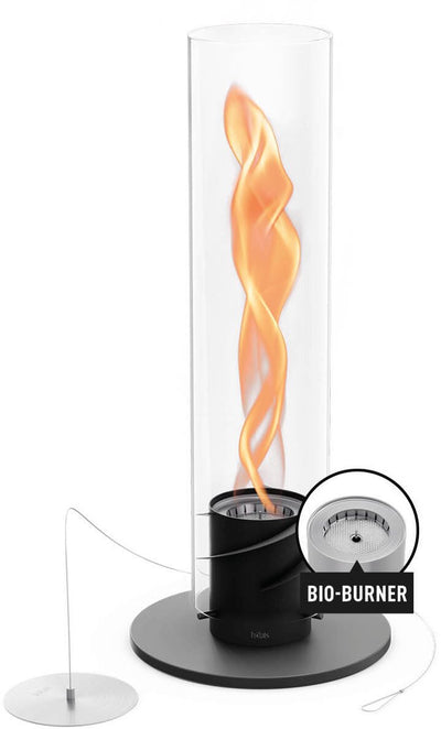Höfats spin classic table fire 1500 cheminée au bioéthanol noire sur liquide, cheminée de table en acier inoxydable, cheminée de table chauffante pour l'intérieur et l'extérieur