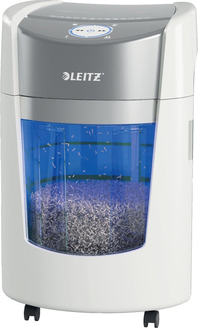 Destructeur de papier Leitz iq optimax small office 350 p5 - micro déchiquetage - jusqu'à 8 feuilles - 22l - blanc