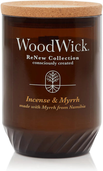 Woodwick renouveler bougie parfumée moyenne - encens myrrhe - 55 heures de combustion
