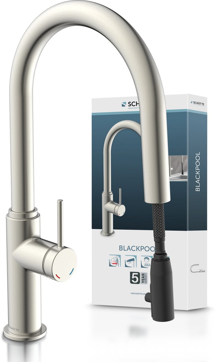 Robinet de cuisine Schütte blackpool - avec bec extractible - aspect acier inoxydable