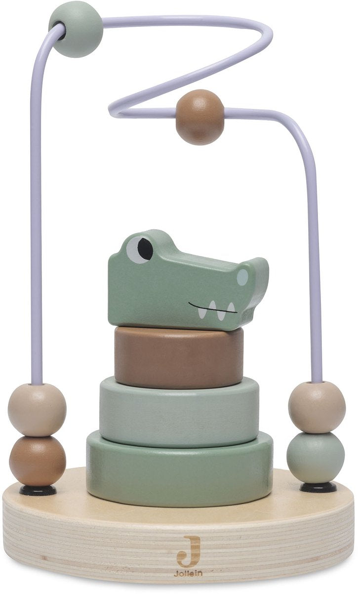 Jollein - spirale en bois - jungle jambo - croco - jouet en bois - crocodile - avec 6 perles - 100% FSC