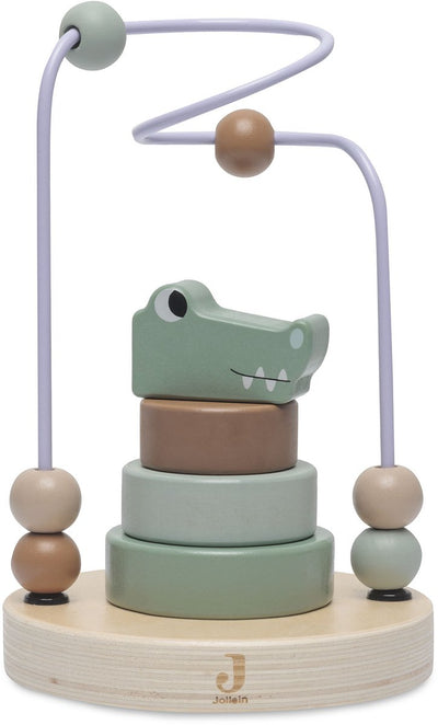 Jollein - spirale en bois - jungle jambo - croco - jouet en bois - crocodile - avec 6 perles - 100% FSC