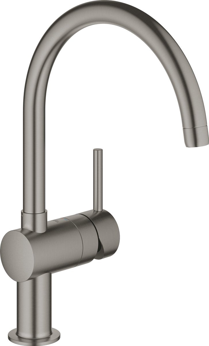 Robinet de cuisine Grohe Minta - bec haut C orientable - 1 jet - graphite dur brossé (anthracite mat)