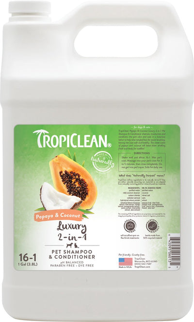 Tropiclean baies et noix de coco - shampoing et après-shampoing de luxe pour chien - 3,8 l