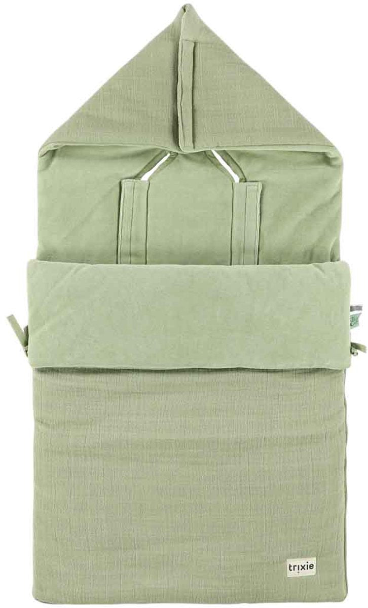 Chancelière Trixie Baby Bliss vert sauge - accessoire de poussette chaud.
