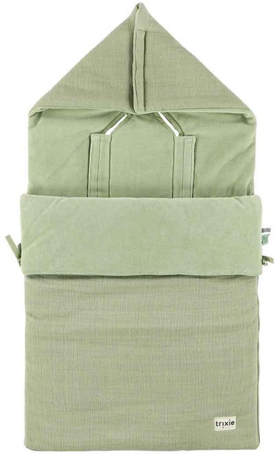 Chancelière Trixie Baby Bliss vert sauge - accessoire de poussette chaud.