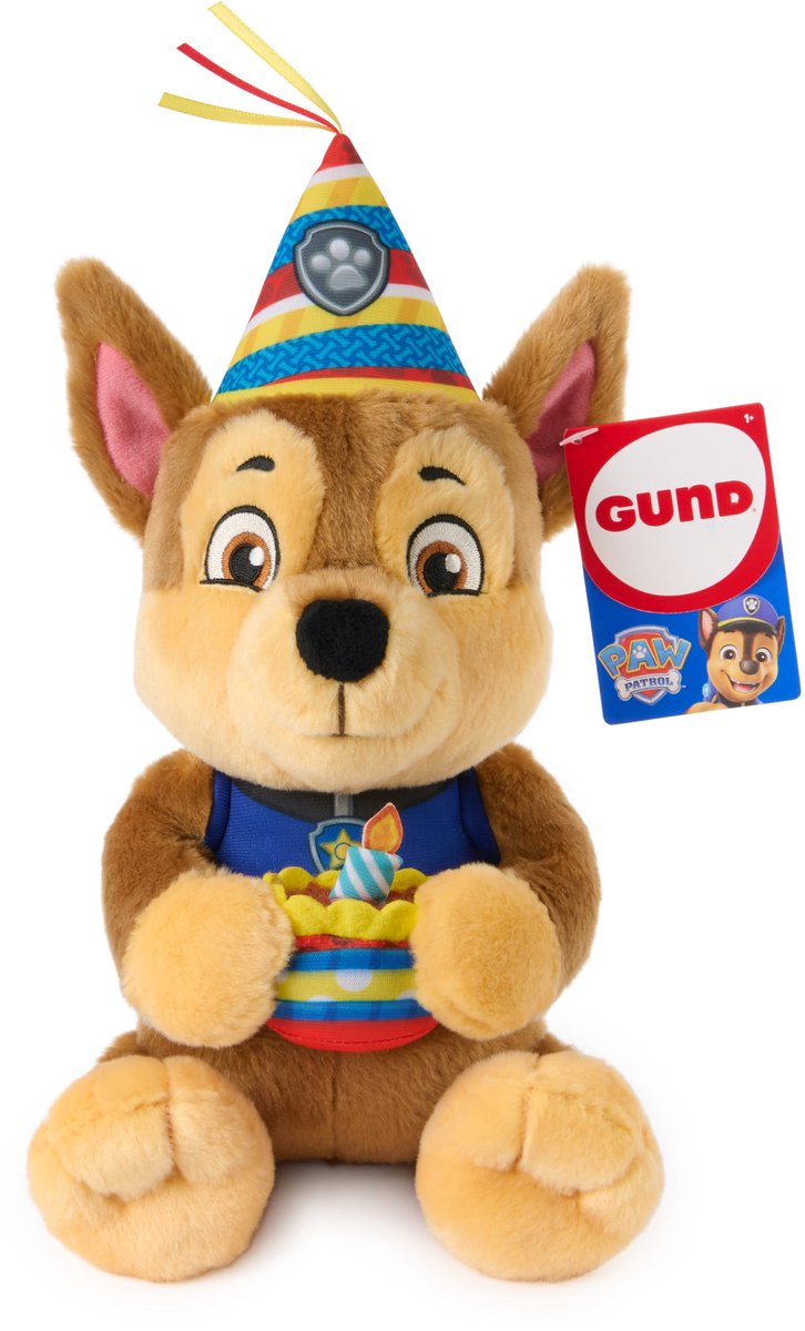 Paw Patrol - peluche anniversaire Chase de 24 cm - peluche - peluches