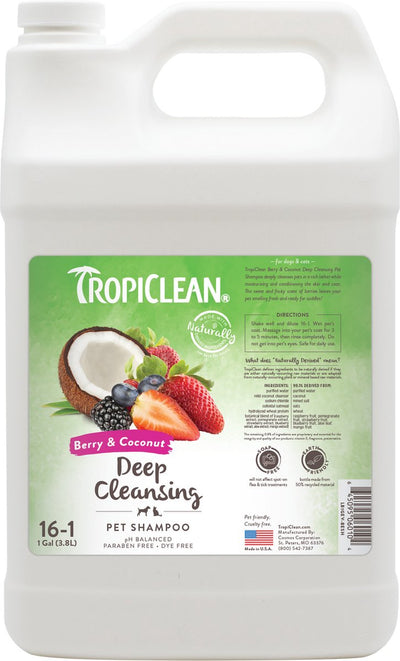 Tropiclean baies et noix de coco - shampoing pour chien - nettoyage en profondeur - 3,8 l
