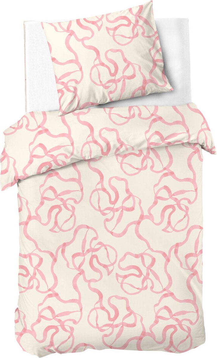 Dindi home housse de couette fête rose - 140x220 - 100% coton - écru rose