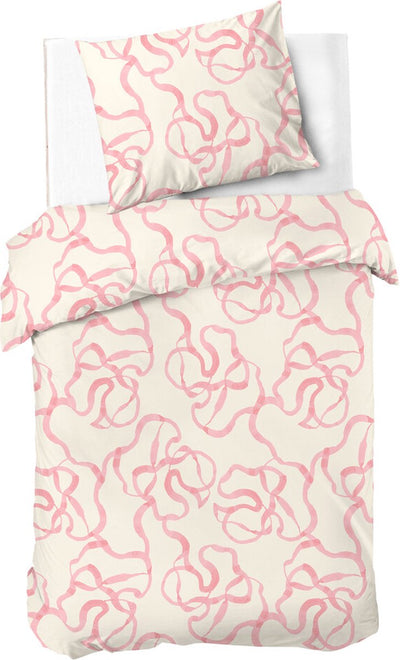 Dindi home housse de couette fête rose - 140x220 - 100% coton - écru rose