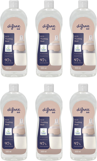 Difrax lovi eco liquide vaisselle - 6 pièces - produits pour bébé - biberons, tétines - sans odeur - pH neutre